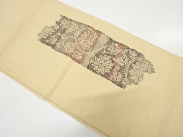 JAPANESE KIMONO / ANTIQUE NAGOYA OBI / SILK / WOVEN FLORAL ARABESQUE
